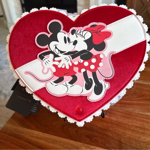 Loungefly Disney Mickey and Minnie Scented Heart Bag Set - Red and Pink NWT - Picture 2 of 13
